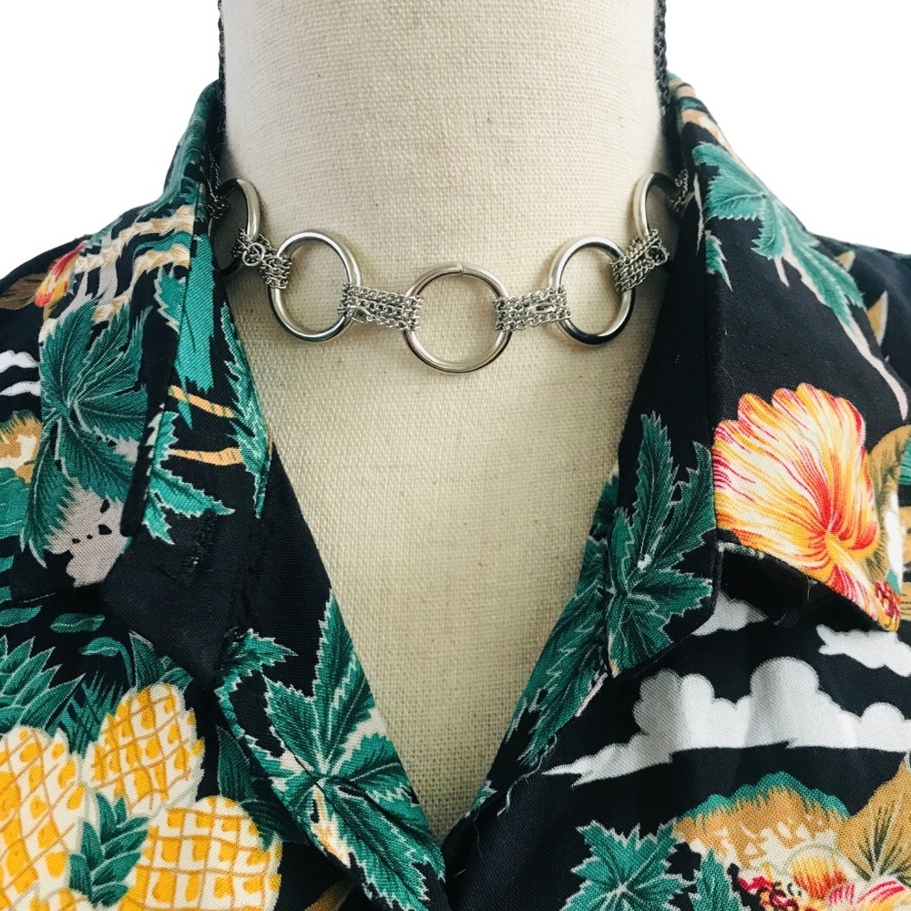 Philosophy Hawaiian Print Tie Waist Crop Blouse - Picture 3 of 3